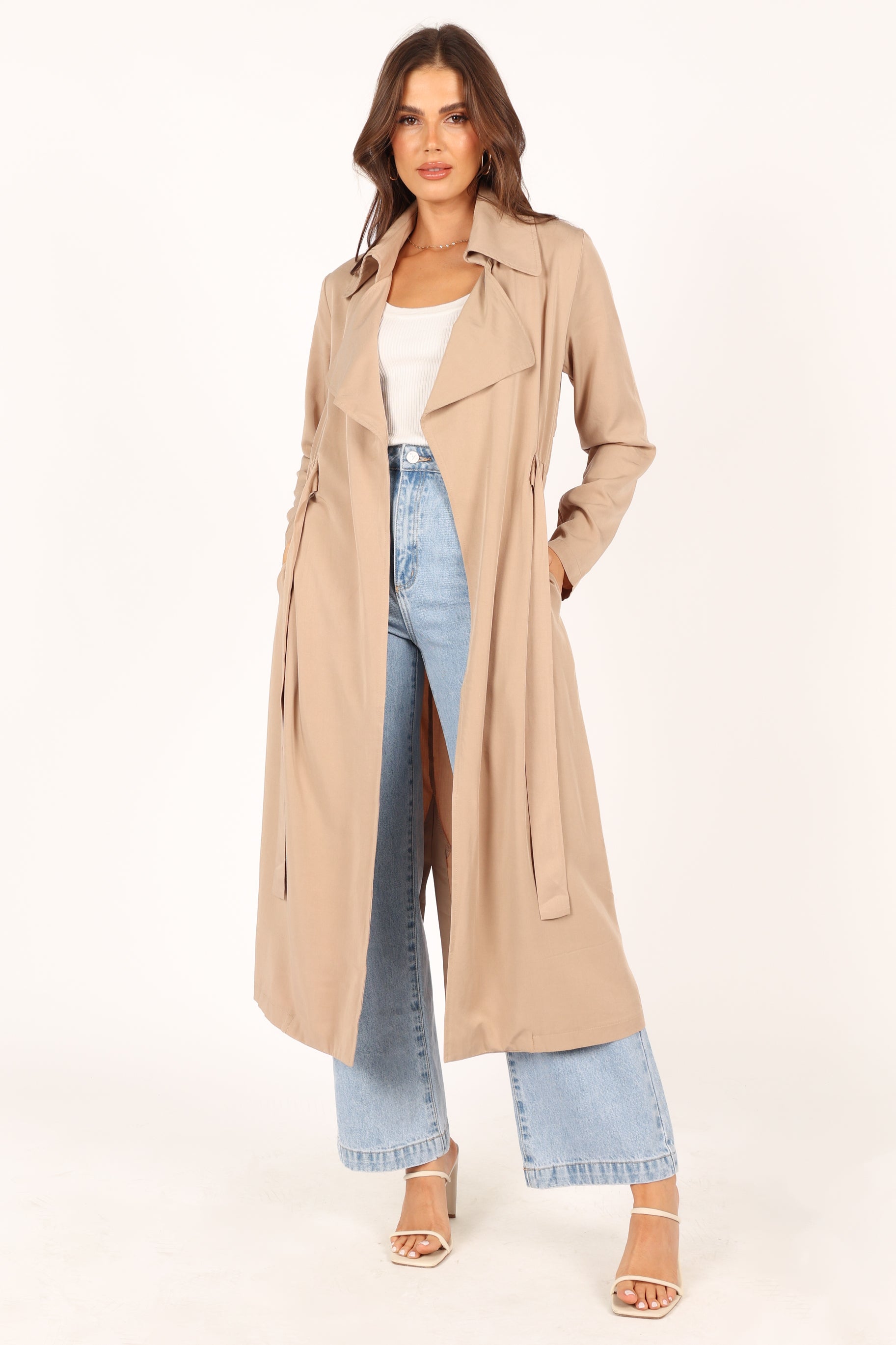 Robyn Tie Front Trench Coat - Beige