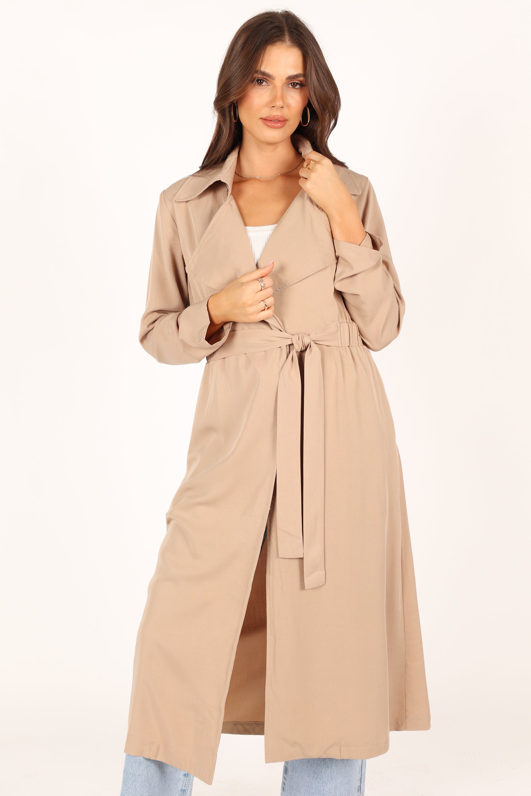 Robyn Tie Front Trench Coat - Beige