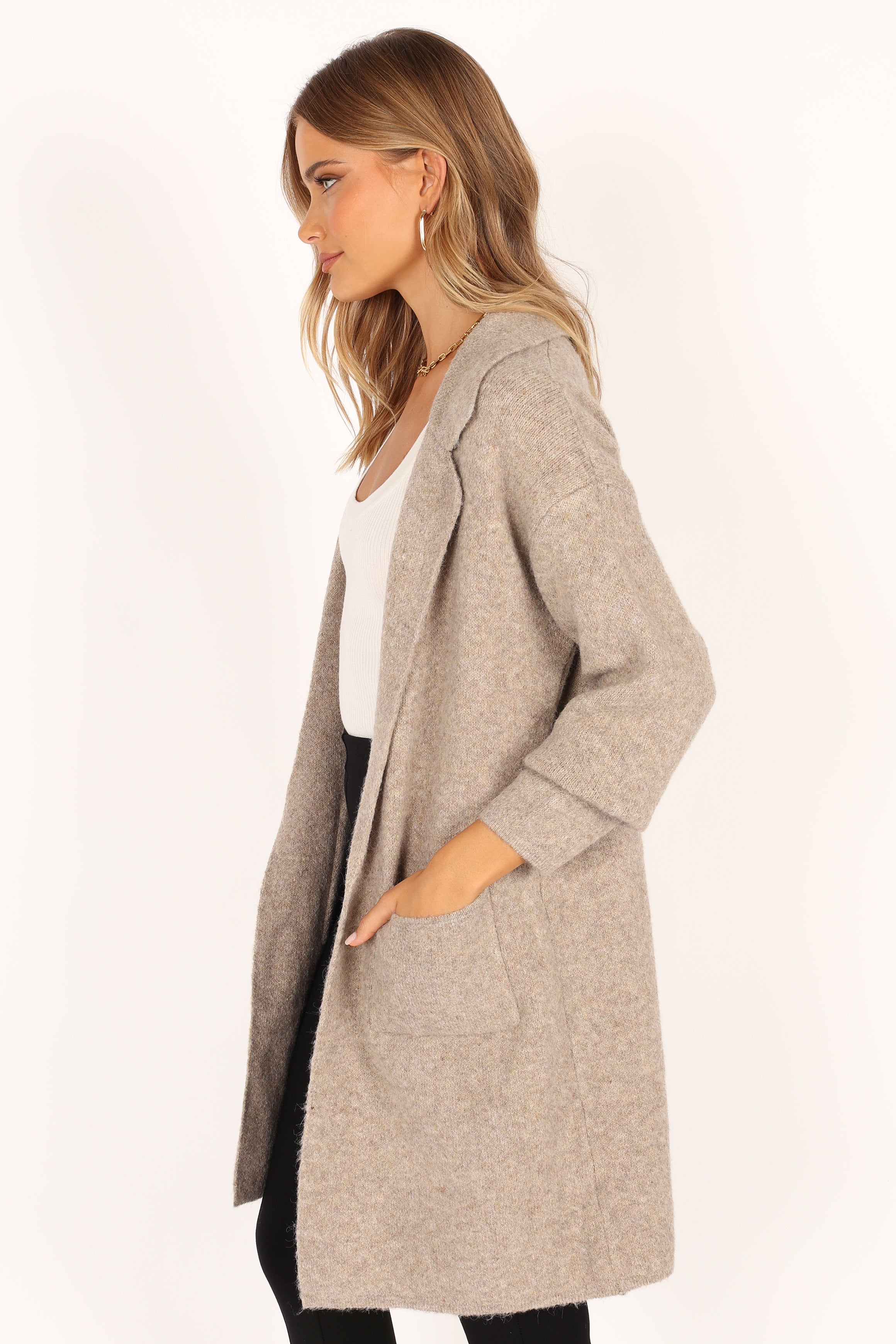 Skylar Open Front Coatigan - Taupe