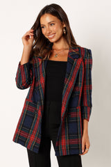 Vivienne Plaid Blazer - Red/Navy Multi