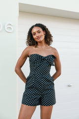 Bambi Romper - Black White Polka