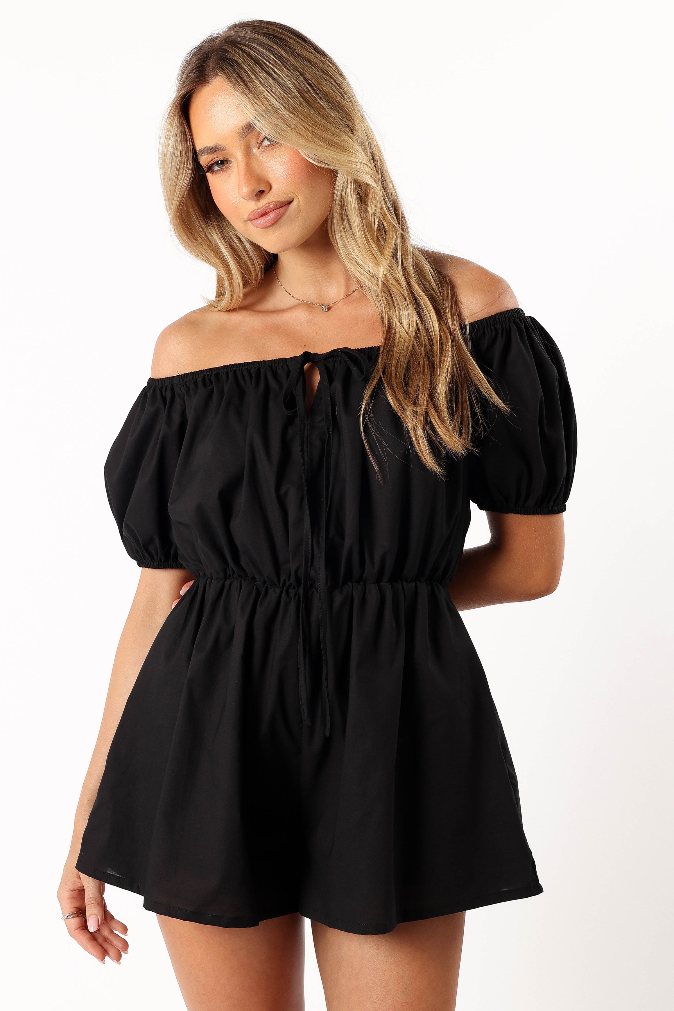 Destiny Off Shoulder Romper - Black