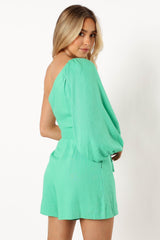 Krisa One Shoulder Romper - Green