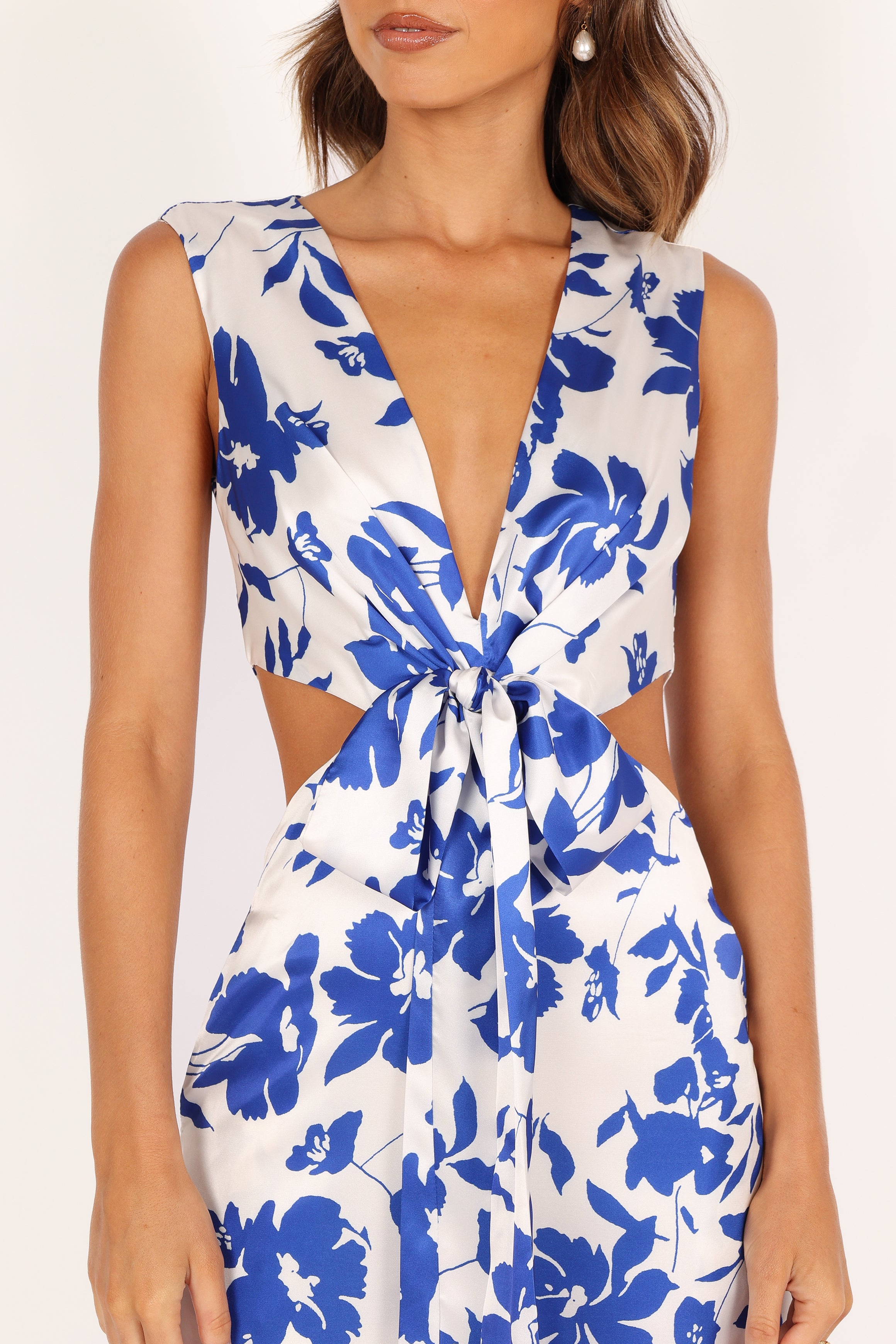 Lulu Wrap Front Jumpsuit - Blue Floral