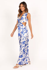Lulu Wrap Front Jumpsuit - Blue Floral