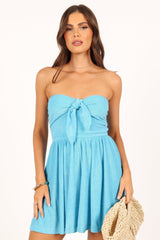 Marie Tie Front Romper - Blue