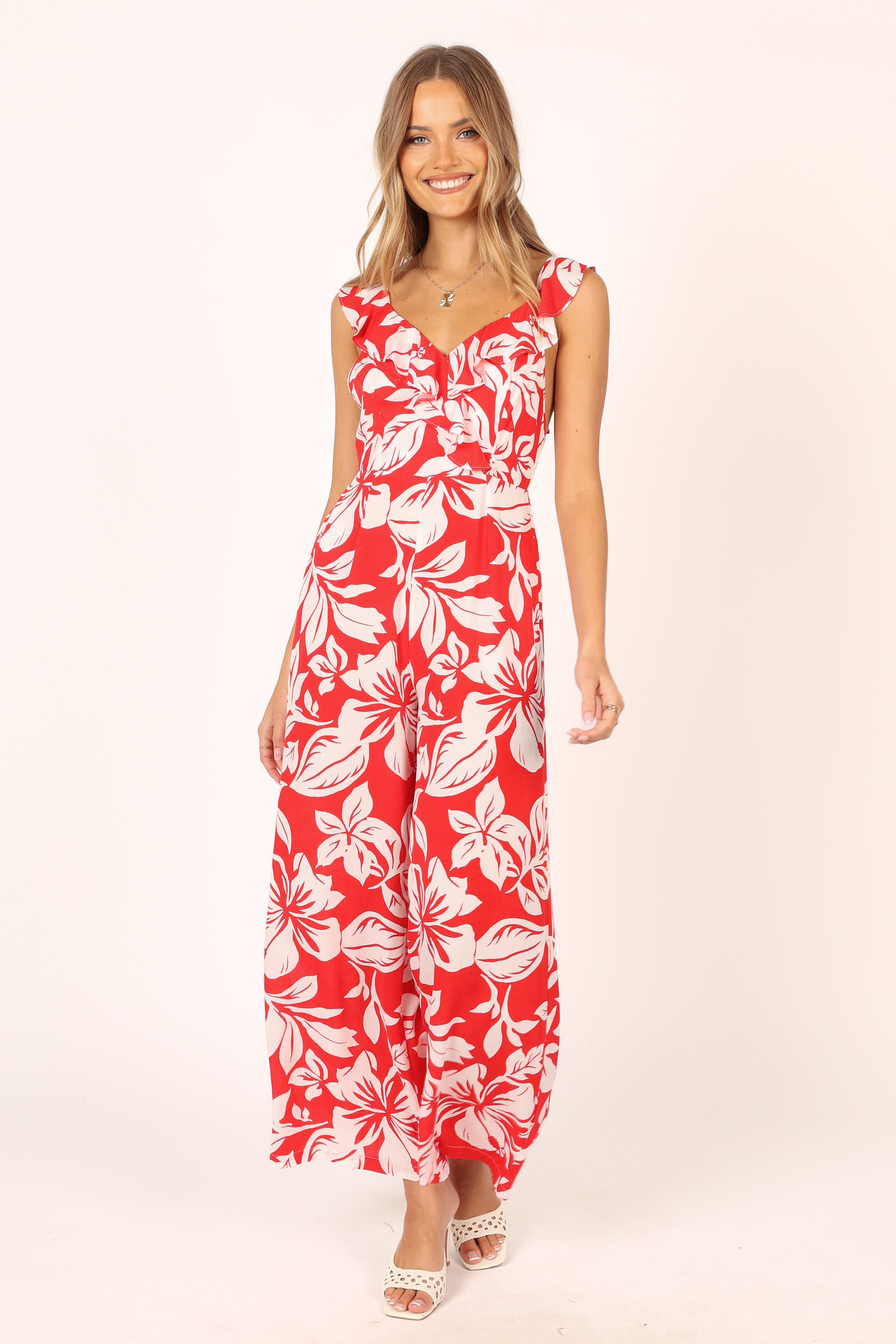 Parker Frill Jumpsuit - Red