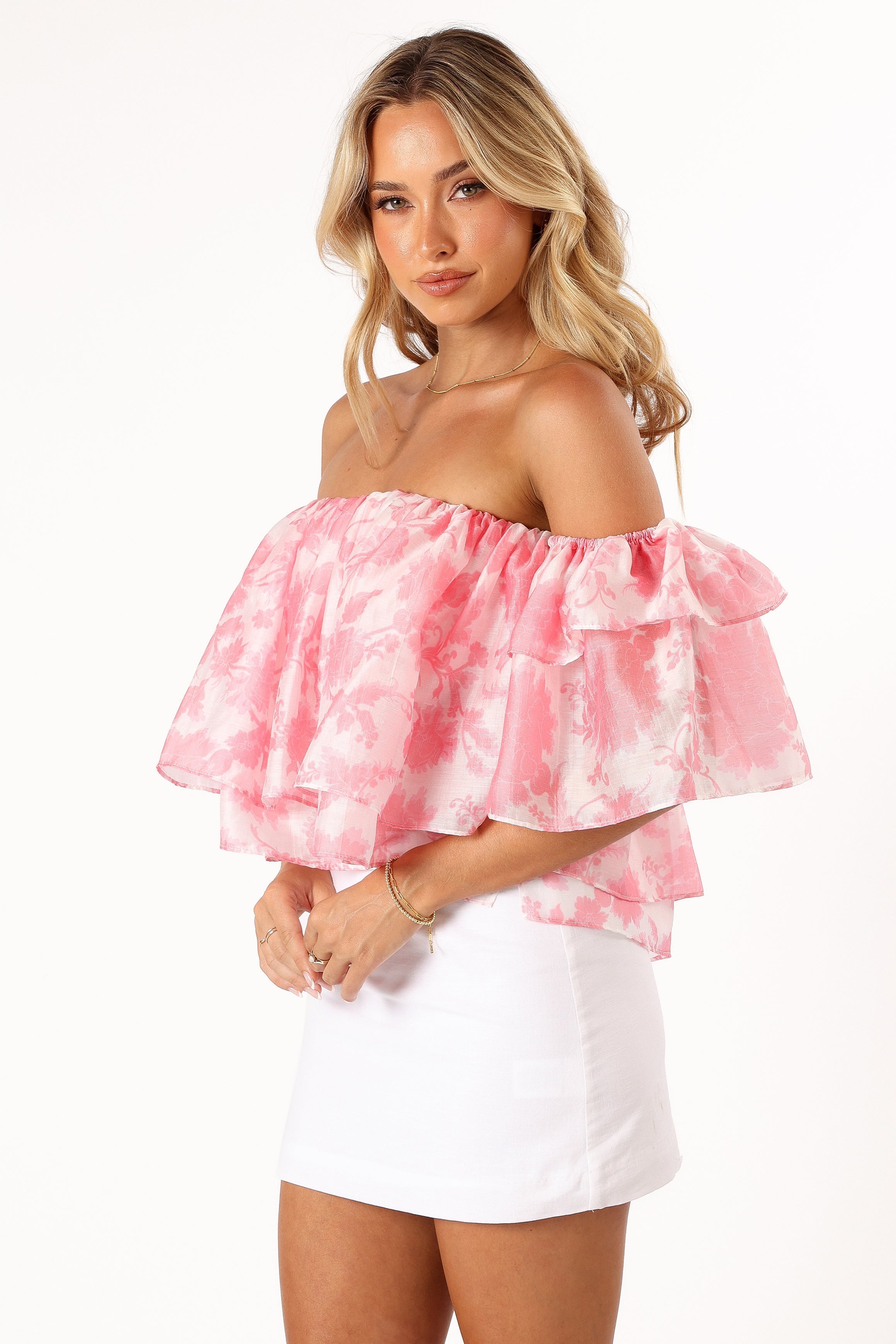 Deedi Off Shoulder Top - Pink Floral