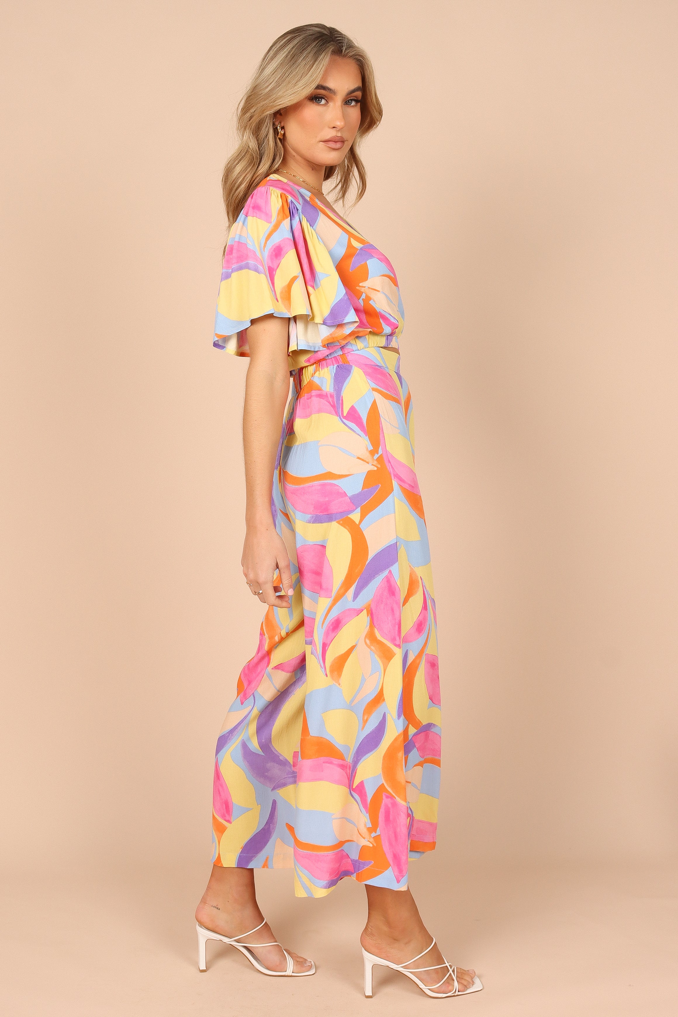 Luis V Neck Cropped Top - Blue Multi