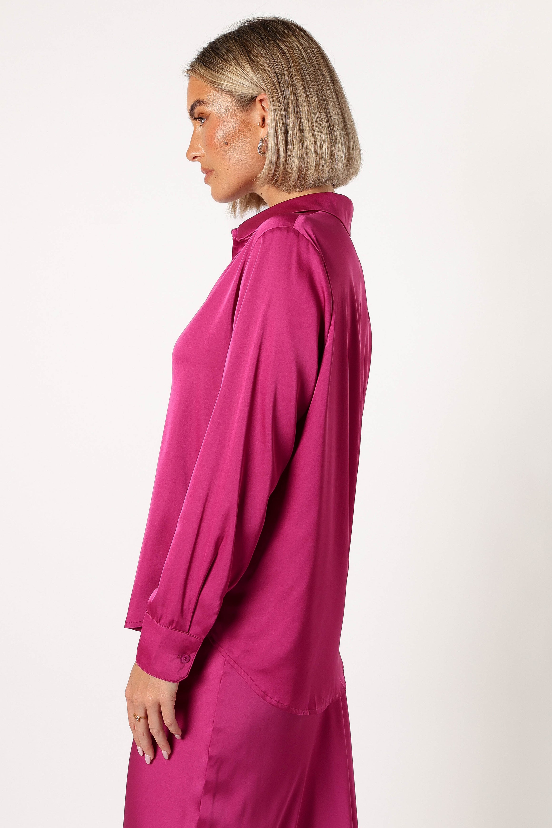 Narissa Satin Shirt - Magenta