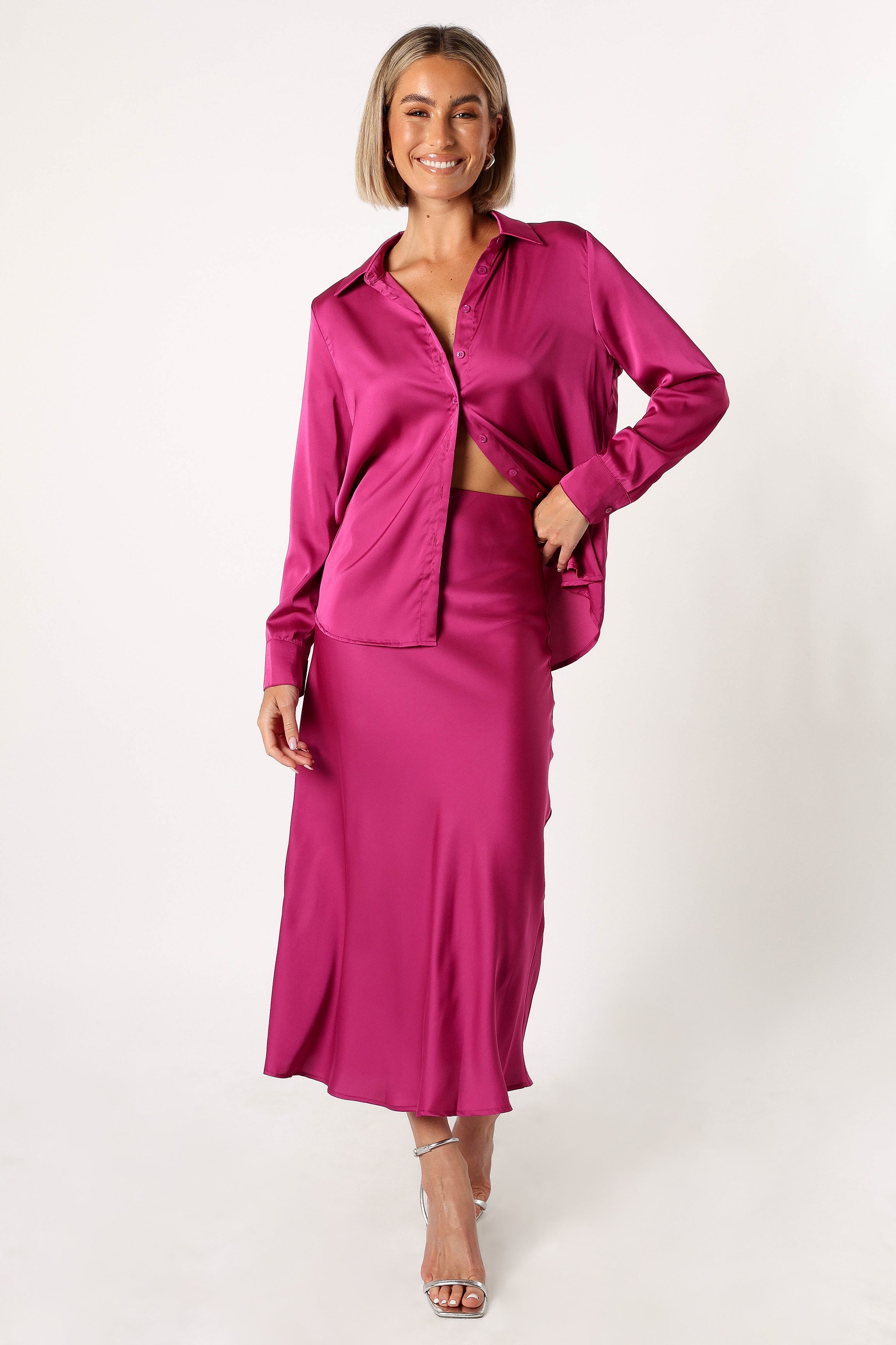 Narissa Satin Shirt - Magenta