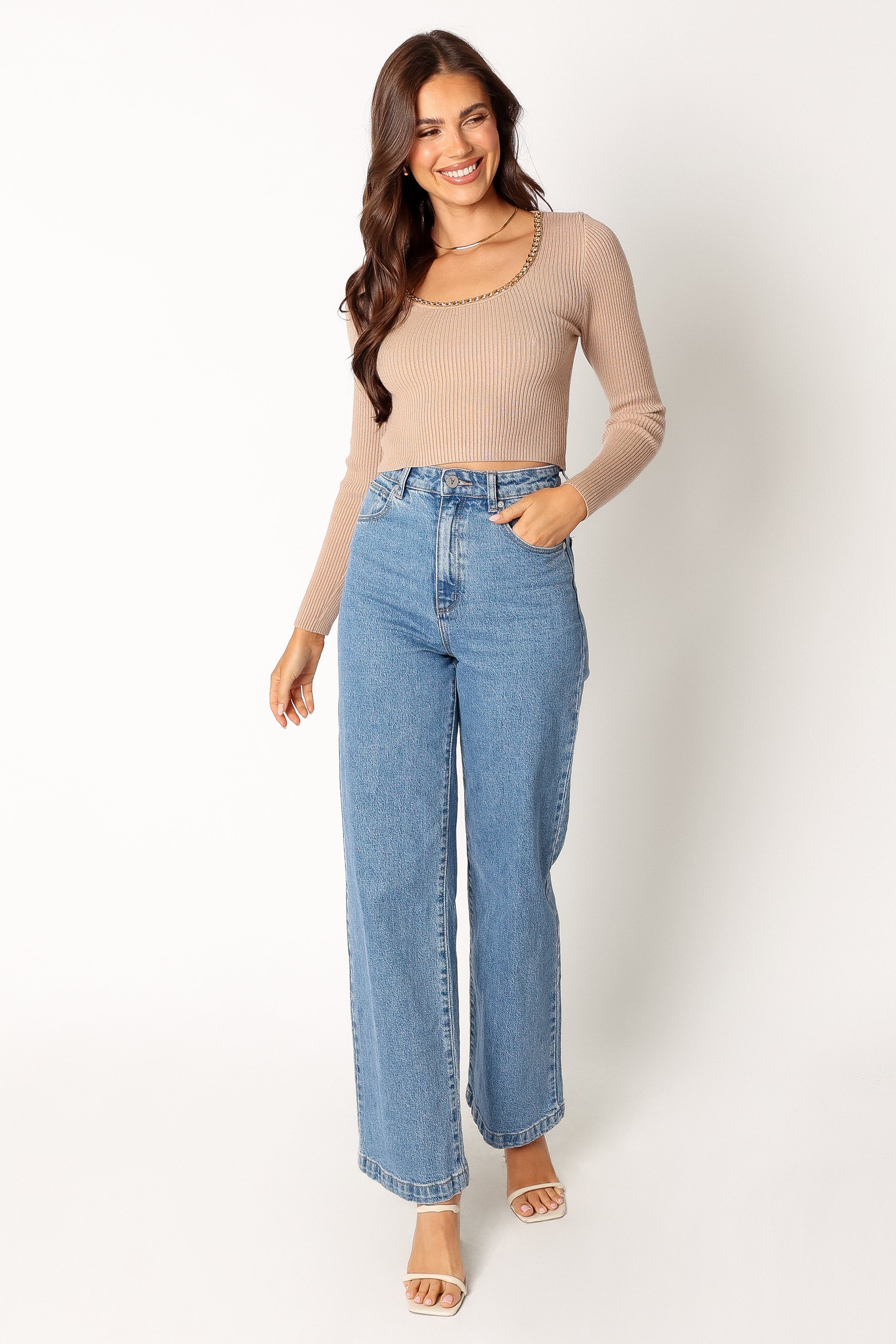 Wells Long Sleeve Knit Top - Taupe