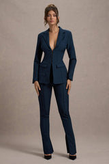 Wonder Woman | Navy High Waist Straight Leg Trousers With Hem Split