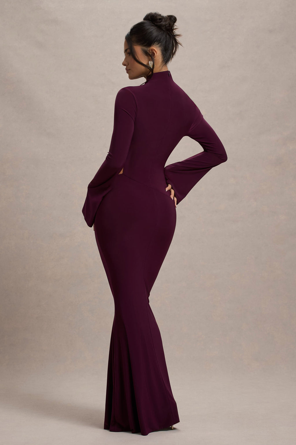 Anderson | Burgundy High-Neck Cut-Out Maxi Dress