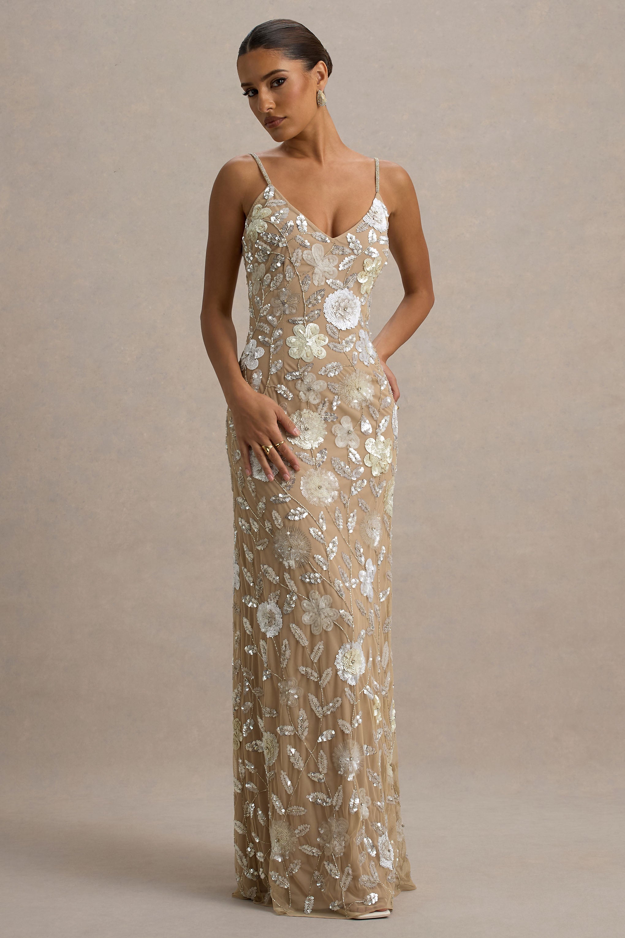 Gemini | Floral Embellished Strappy Maxi Dress