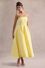 Annalise | Lemon Bandeau Skater Midi Dress
