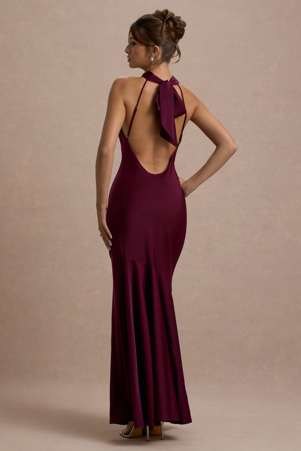 Amelita | Port Satin Cowl-Neck Maxi Dress