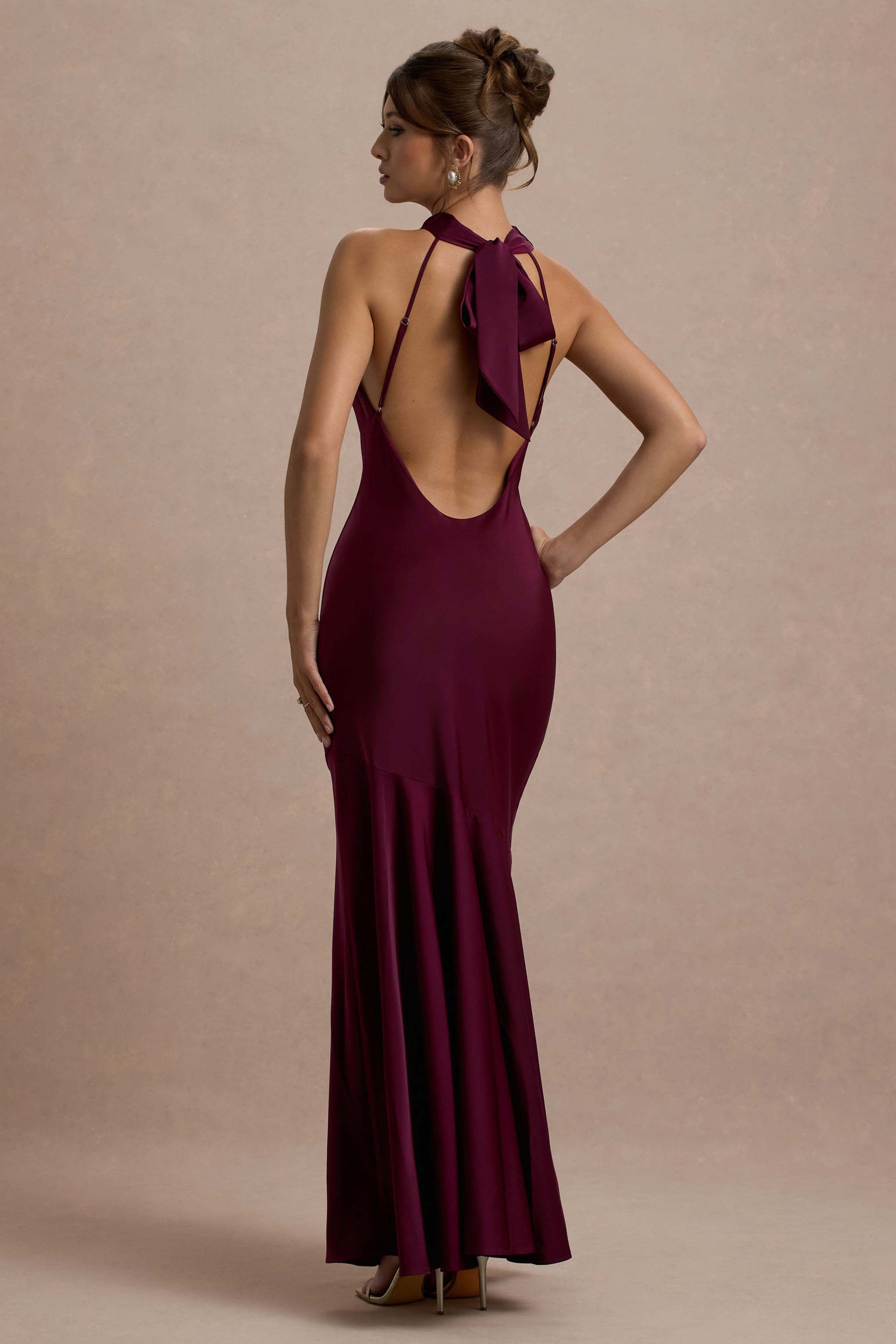 Amelita | Port Satin Cowl-Neck Maxi Dress